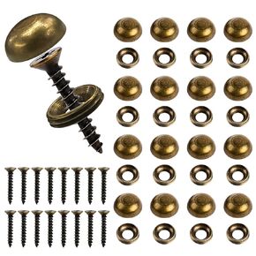 Brass Decorative Screws with Caps, 16Pcs Decorative Wood Screws, Self Tapping Screw Decorative Cover, Cabinet Doors and Window Screws Fastener, Mirror Screws(15mm)