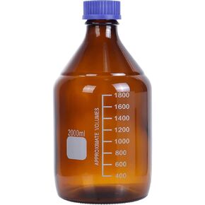 Lab Media Storage Amber Bottles Brown Graduated Glass Container GL45 Screw Cap Leakproof Multi-Purpose for Scientific | Pack of 20 (Blue,100ml)