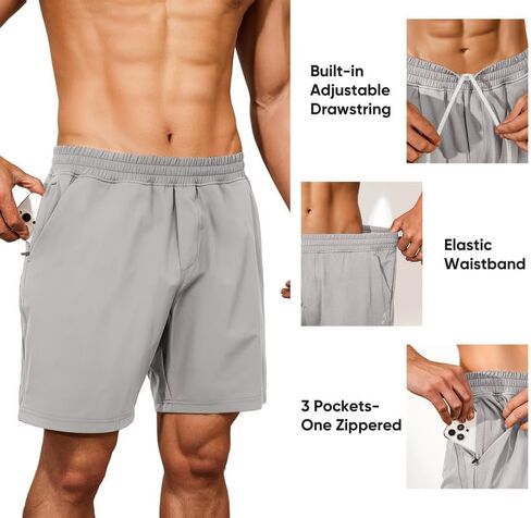JMIERR Men's 7" Linerless Athletic Shorts Quick Dry Lightweight Workout Gym Shorts with Pockets in Kuwait