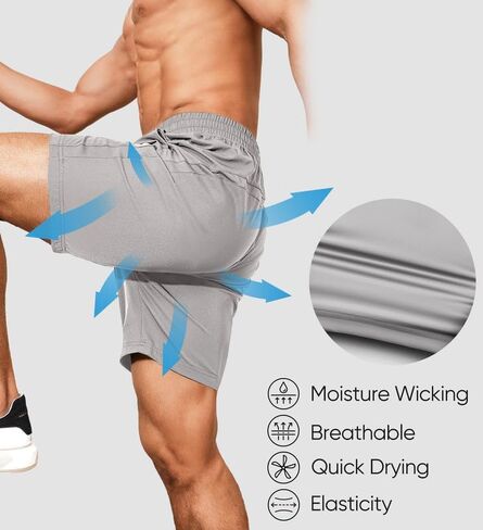 JMIERR Men's 7" Linerless Athletic Shorts Quick Dry Lightweight Workout Gym Shorts with Pockets in Kuwait