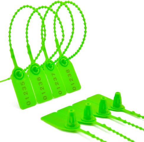 100Pcs Plastic Tamper Shipping Seals Pull-Tite Security Seal Signage Numbered Fire Extinguisher Tags Zip Ties Labels Disposable Self Locking for Logistics, Luggage,Transport (Blue, 100pcs) in Kuwait