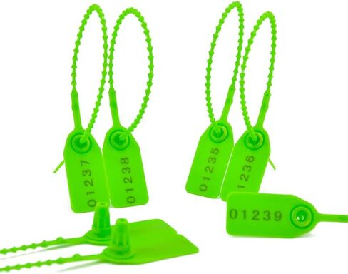 100Pcs Plastic Tamper Shipping Seals Pull-Tite Security Seal Signage Numbered Fire Extinguisher Tags Zip Ties Labels Disposable Self Locking for Logistics, Luggage,Transport (Blue, 100pcs) in Kuwait