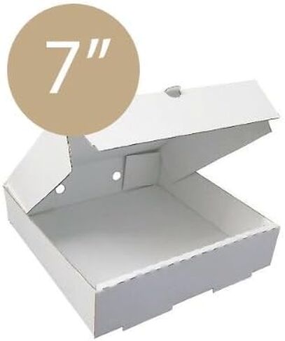 علب بيتزا من الورق المقوى الأبيض، حاويات تناول الطعام في الخارج - حجم صندوق بيتزا 7 × 7، مموج - 10/20 عبوة (10) in Saudi Arabia