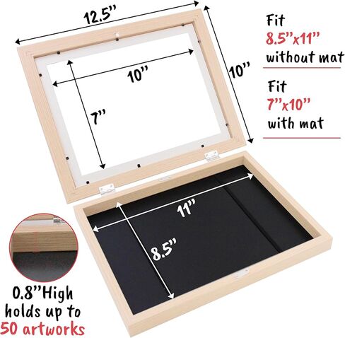 إطار فني للأطفال أبيض قطعتين - إطارات عمل فنية للأطفال مقاس 8.5 × 11 بوصة مع أقلام ملونة وورق رسم - إطارات عمل فنية قابلة للتغيير مثبتة على الحائط للأطفال عموديًا وأفقيًا - تحمل 50 رسمًا وحرفًا ثلاثية الأبعاد. in Kuwait