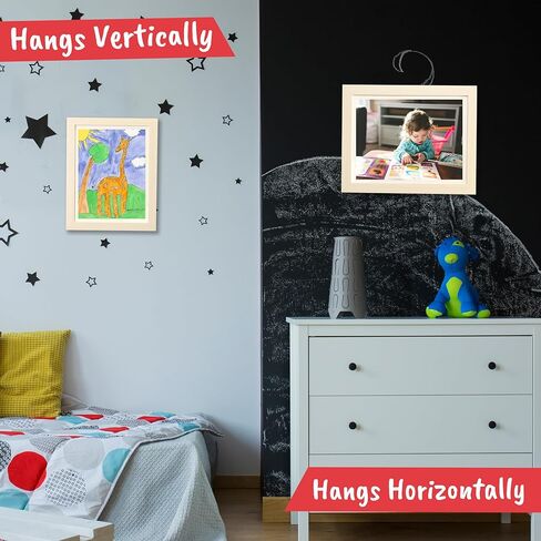 إطار فني للأطفال أبيض قطعتين - إطارات عمل فنية للأطفال مقاس 8.5 × 11 بوصة مع أقلام ملونة وورق رسم - إطارات عمل فنية قابلة للتغيير مثبتة على الحائط للأطفال عموديًا وأفقيًا - تحمل 50 رسمًا وحرفًا ثلاثية الأبعاد. in Kuwait