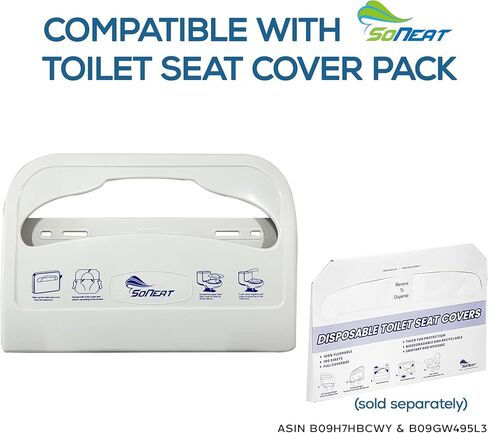 Toilet Seat Cover Dispenser - Holds 500 Sheets of Disposable Toilet Seat Covers, Wall Mounted and Heavy Duty ABS Plastic Seat Cover Holder for Commercial and Residential Use, Black in Saudi Arabia