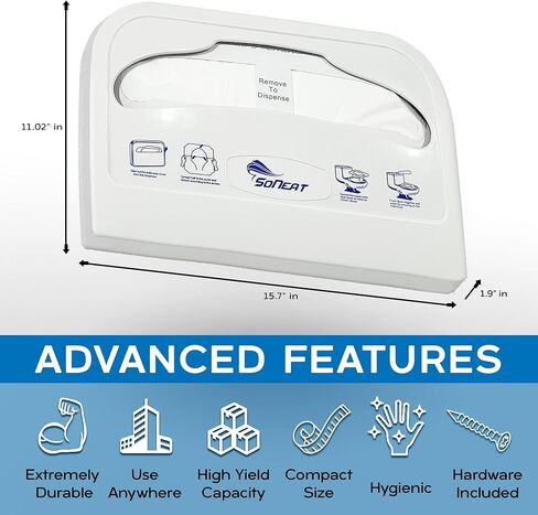 Toilet Seat Cover Dispenser - Holds 500 Sheets of Disposable Toilet Seat Covers, Wall Mounted and Heavy Duty ABS Plastic Seat Cover Holder for Commercial and Residential Use, Black in Saudi Arabia