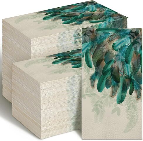 Seajan 200 Pcs Blue Floral Guest Napkins Disposable Hand Towels for Bathroom Guest Towels Paper Napkins Hand Towel Paper Guest Towels Disposable Guest Napkins for Wedding in Saudi Arabia