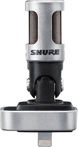 ميكروفون بمكثف ستيريو رقمي من Shure Motiv MV88 - يمكن تثبيته على أجهزة iOS، موصل Lightning، صوت احترافي من ميكروفون مشبك متوافق مع iOS in Saudi Arabia