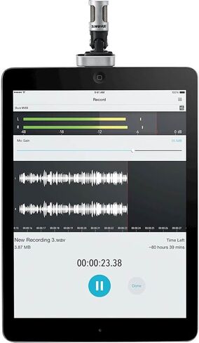 ميكروفون بمكثف ستيريو رقمي من Shure Motiv MV88 - يمكن تثبيته على أجهزة iOS، موصل Lightning، صوت احترافي من ميكروفون مشبك متوافق مع iOS in Saudi Arabia