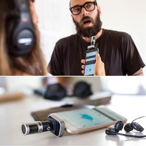 ميكروفون بمكثف ستيريو رقمي من Shure Motiv MV88 - يمكن تثبيته على أجهزة iOS، موصل Lightning، صوت احترافي من ميكروفون مشبك متوافق مع iOS in Saudi Arabia