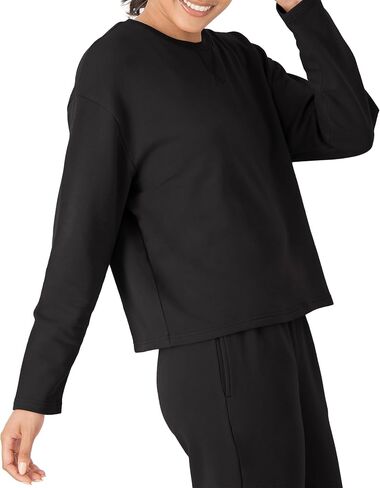 بلوفر Hanes Originals Comfywear French Terry، سويت شيرت قصير بياقة دائرية للنساء in Saudi Arabia