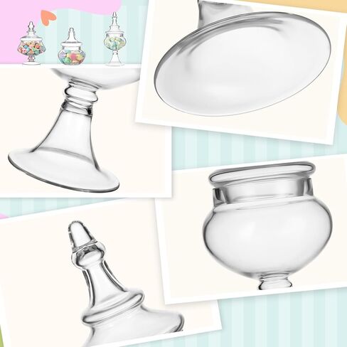 3 Pcs Clear Glass Apothecary Jars Candy Jars Wedding Candy Organizer Canisters Buffet Display Elegant Storage Jar for Restroom Buffet Christmas Decor,artificial Blowing Process(Classic) in Kuwait