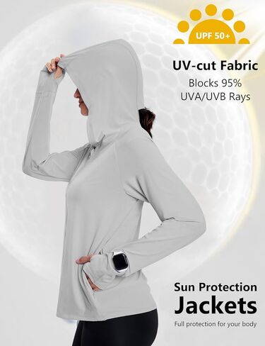 Seamaid Women's UPF 50+ Sun Protection Hoodie Jacket Lightweight Long Sleeve Sun Shirts for Summer Hiking Outdoor in Kuwait