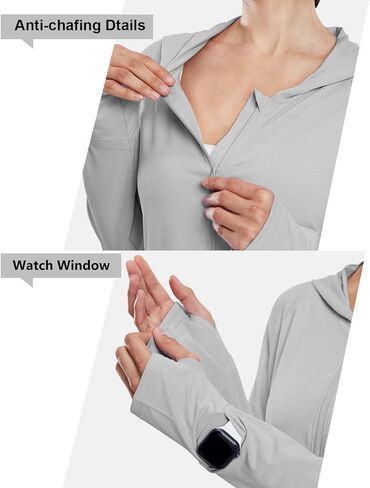 Seamaid Women's UPF 50+ Sun Protection Hoodie Jacket Lightweight Long Sleeve Sun Shirts for Summer Hiking Outdoor in Kuwait