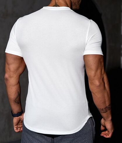 JMIERR Mens Muscle Slim T Shirt V-Neck Longline Henley Shirt Gym Workout Athletic Tee Shirts in Kuwait