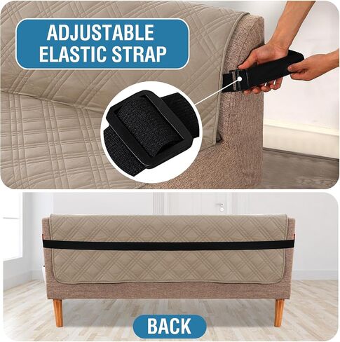 H.VERSAILTEX 100% Waterproof Futon Cover Reversible Futon Slipcover Armless Sofa Slipcover Furniture Protector Seat Width Up to 70" Washable with Adjustable Elastic Strap Anti-Slip, Terracotta/Beige in Saudi Arabia