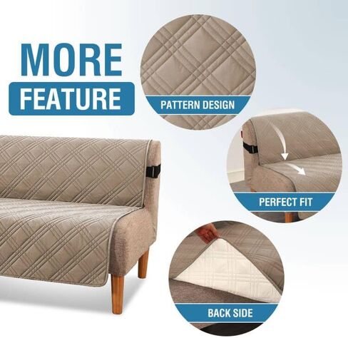 H.VERSAILTEX 100% Waterproof Futon Cover Reversible Futon Slipcover Armless Sofa Slipcover Furniture Protector Seat Width Up to 70" Washable with Adjustable Elastic Strap Anti-Slip, Terracotta/Beige in Saudi Arabia