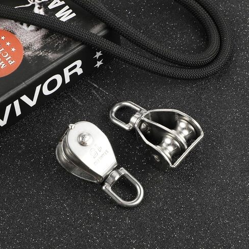 2 Pcs Double Pulley Wheel 304 Stainless Steel Double Pulley Heavy Duty Swivel Pulley Block M15 Double Pulley Wheel Roller Hanging Wire Towing Wheel for Lifting Cable Kayaks in Saudi Arabia