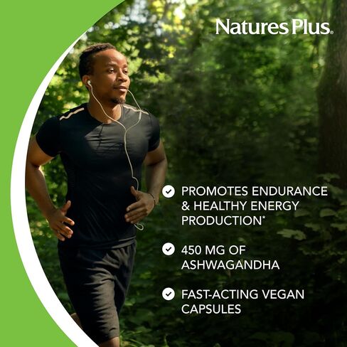 Natures Plus Herbal Actives Ashwagandha 450 mg - 60 Vegetarian Capsules - Prescription Quality - Gluten Free - 60 Servings in Saudi Arabia