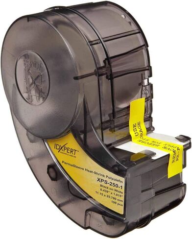 Brady XPS-125-1 IDXPERT PermaSleeve 0.235" Height, 1.015" Width, B-342 Heat-Shrink Polyolefin, Black On White Color Wire Marker Sleeves (100 Per Cartridge) in Saudi Arabia