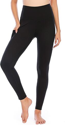 HUGE SPORTS Women's High Waisted Tummy Control Yoga Leggings with Pocket Running Workout Pants Active Tights in Saudi Arabia