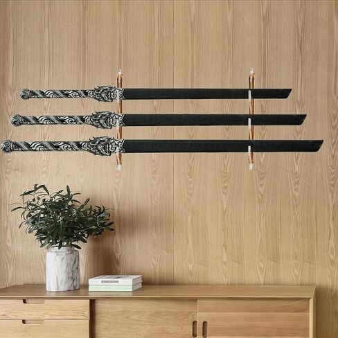 Katana Wall Stand Clear-Acrylic Weapon Holder, Sword Wall Mount Samurai Sword Rack Adjustable Lightsaber Sword Hook Display Stand (Black-1 Tier) in Saudi Arabia