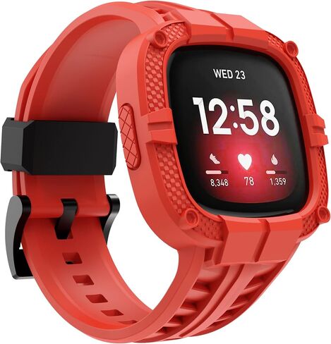 GELISHI متوافق مع سوار Fitbit Versa 3 مع ممتص للصدمات، جراب واقٍ رياضي من مادة TPU وحزام بديل لساعة Fitbit Sense/Fitbit Versa 3 الذكية in Kuwait