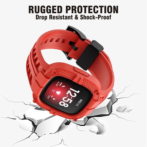 GELISHI متوافق مع سوار Fitbit Versa 3 مع ممتص للصدمات، جراب واقٍ رياضي من مادة TPU وحزام بديل لساعة Fitbit Sense/Fitbit Versa 3 الذكية in Kuwait