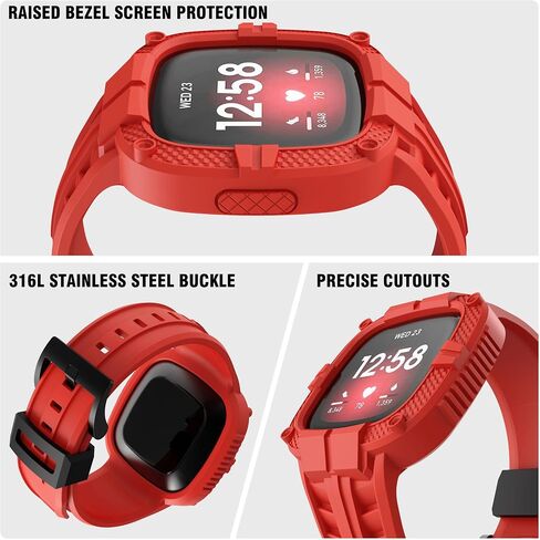 GELISHI متوافق مع سوار Fitbit Versa 3 مع ممتص للصدمات، جراب واقٍ رياضي من مادة TPU وحزام بديل لساعة Fitbit Sense/Fitbit Versa 3 الذكية in Kuwait