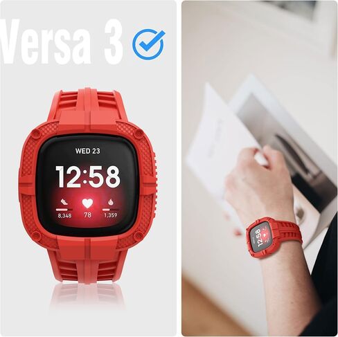 GELISHI متوافق مع سوار Fitbit Versa 3 مع ممتص للصدمات، جراب واقٍ رياضي من مادة TPU وحزام بديل لساعة Fitbit Sense/Fitbit Versa 3 الذكية in Kuwait