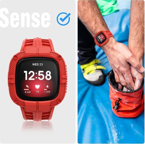 GELISHI متوافق مع سوار Fitbit Versa 3 مع ممتص للصدمات، جراب واقٍ رياضي من مادة TPU وحزام بديل لساعة Fitbit Sense/Fitbit Versa 3 الذكية in Kuwait