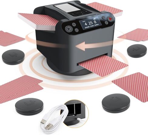 Automatic Card Shuffler and Dealer 360°Rotating for UNO Card Shuffling and 2 Decks Dealing Playing Card Dispenser Distribution Machine (2 in 1) in Saudi Arabia