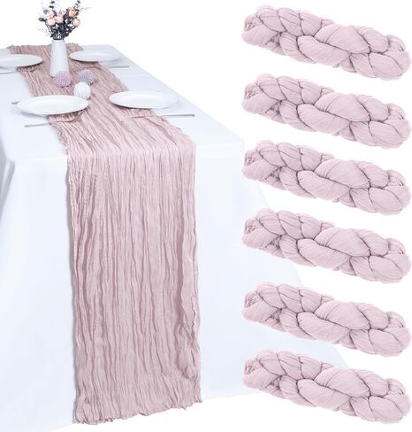6 Pack Baby Blue Cheesecloth Table Runner 10FT Boho Gauze Fabric Table Runner 35 x 120 Inch Rustic Sheer Runner for Wedding Birthday Baby Shower Party Boho Table Decoration（Baby Blue） in Saudi Arabia