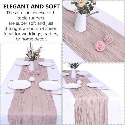 6 Pack Baby Blue Cheesecloth Table Runner 10FT Boho Gauze Fabric Table Runner 35 x 120 Inch Rustic Sheer Runner for Wedding Birthday Baby Shower Party Boho Table Decoration（Baby Blue） in Saudi Arabia