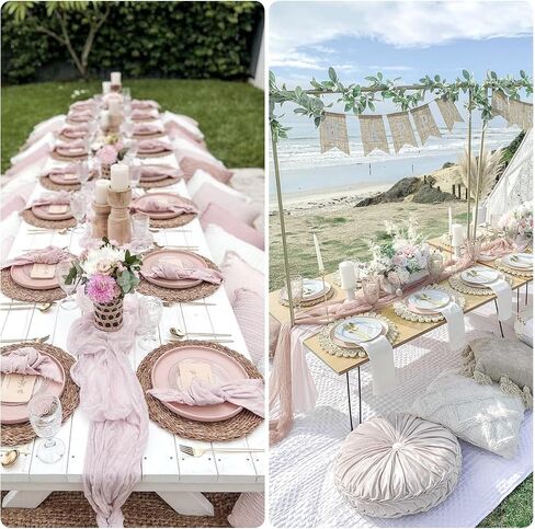 6 Pack Baby Blue Cheesecloth Table Runner 10FT Boho Gauze Fabric Table Runner 35 x 120 Inch Rustic Sheer Runner for Wedding Birthday Baby Shower Party Boho Table Decoration（Baby Blue） in Saudi Arabia