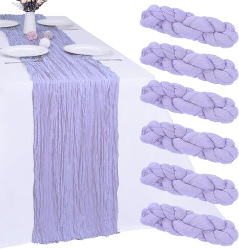 6 Pack Baby Blue Cheesecloth Table Runner 10FT Boho Gauze Fabric Table Runner 35 x 120 Inch Rustic Sheer Runner for Wedding Birthday Baby Shower Party Boho Table Decoration（Baby Blue） in Saudi Arabia