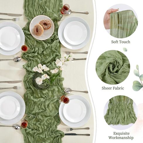 Beige Cheesecloth Table Runner 10FT Boho Gauze Table Runner 35x120 Inch Long Rustic Sheer Runner for Wedding Bridal Baby Shower Birthday Party Table Decor Thanksgiving Christmas Decorations in Saudi Arabia