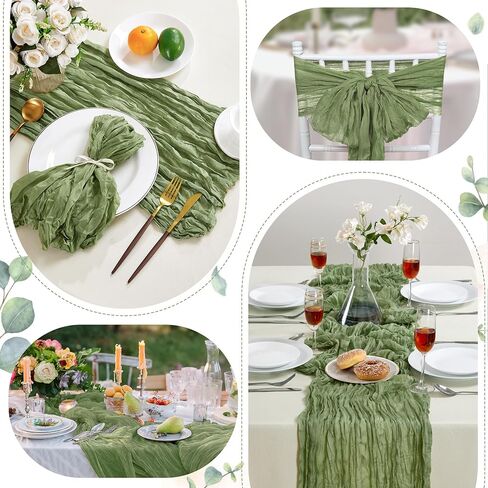 Beige Cheesecloth Table Runner 10FT Boho Gauze Table Runner 35x120 Inch Long Rustic Sheer Runner for Wedding Bridal Baby Shower Birthday Party Table Decor Thanksgiving Christmas Decorations in Saudi Arabia