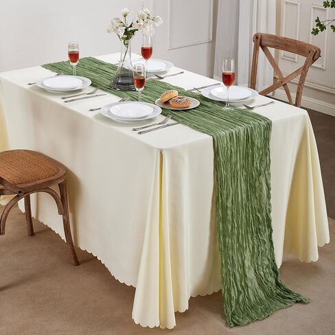 Beige Cheesecloth Table Runner 10FT Boho Gauze Table Runner 35x120 Inch Long Rustic Sheer Runner for Wedding Bridal Baby Shower Birthday Party Table Decor Thanksgiving Christmas Decorations in Saudi Arabia