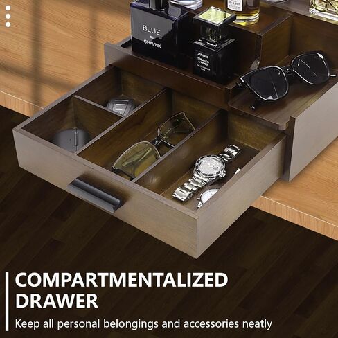 Butizone Cologne Organizer for Men, 3 Tier Perfume Stand Holder with Drawer and Hidden Compartment, Cologne Display Shelf for Dresser, Great Gift for Man/Father, Black in Saudi Arabia