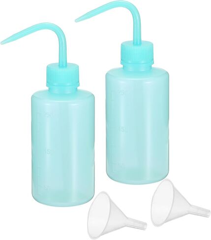 PATIKIL 150ml Wash Bottle, 2pcs Plastic Squeeze Bottle Narrow Mouth Bottle with Funnel Foam Bottle for Green Soap Cleaning Washing Irrigation, Black in Saudi Arabia