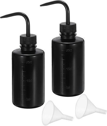 PATIKIL 150ml Wash Bottle, 2pcs Plastic Squeeze Bottle Narrow Mouth Bottle with Funnel Foam Bottle for Green Soap Cleaning Washing Irrigation, Black in Saudi Arabia