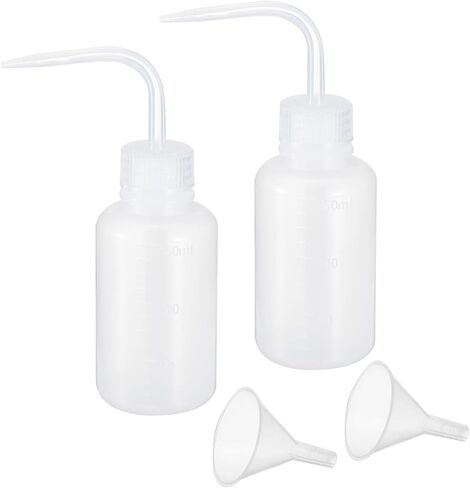 PATIKIL 150ml Wash Bottle, 2pcs Plastic Squeeze Bottle Narrow Mouth Bottle with Funnel Foam Bottle for Green Soap Cleaning Washing Irrigation, Black in Saudi Arabia
