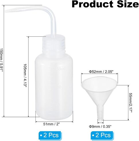 PATIKIL 150ml Wash Bottle, 2pcs Plastic Squeeze Bottle Narrow Mouth Bottle with Funnel Foam Bottle for Green Soap Cleaning Washing Irrigation, Black in Saudi Arabia