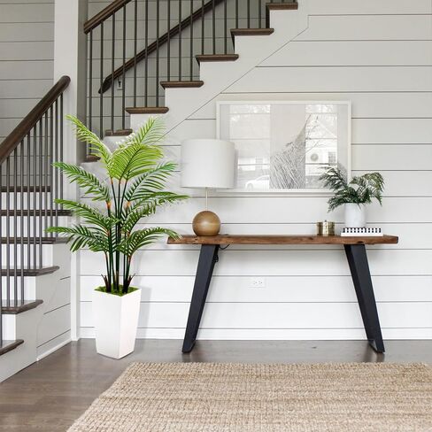 Artificial Palm Tree 5FT - Real Touch Artificial Trees with White Tall Planter - Faux Tropical Areca Floor Large Plants in Pot - Evergreen Fake Silk Tree for Home Office Living Room Décor Indoor in Saudi Arabia