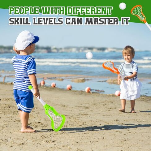 4 Lacrosse Stick and Ball Set includes 8 Pcs Lacrosse Stick and 4 Balls Plastic Lacrosse Game Set for Kids Teens Adults Youth Outdoor Beach Sports Summer (Green, Orange) in Saudi Arabia