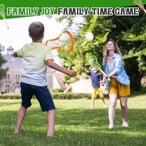 4 Lacrosse Stick and Ball Set includes 8 Pcs Lacrosse Stick and 4 Balls Plastic Lacrosse Game Set for Kids Teens Adults Youth Outdoor Beach Sports Summer (Green, Orange) in Saudi Arabia