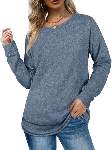 Dofaoo Sweatshirts for Women Crewneck Long Sleeve Shirts Tunic Tops for Leggings Fall Fashion in Saudi Arabia