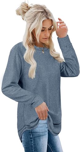 Dofaoo Sweatshirts for Women Crewneck Long Sleeve Shirts Tunic Tops for Leggings Fall Fashion in Saudi Arabia